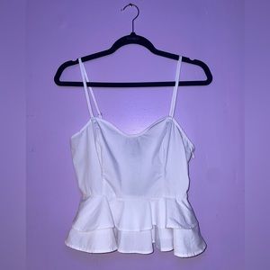 White ruffle cotton spaghetti, strap top